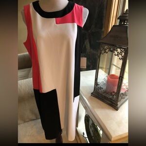 NWT Calvin Klein Colorblock Shift Dress Austin Powers Retro Mod Style Sz 14